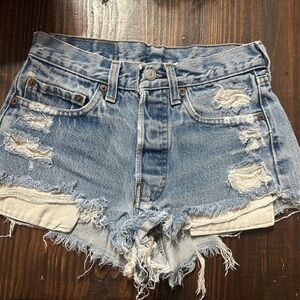 Levi's Blue Distressed Jean Shorts